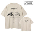 Men's Distressed Pure Cotton Washed T-Shirt With Wings And Sword Print Short Sleeve Loose Fit Casual Daily Wear Fitness Top