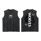Darc Wolves Sport Vintage Washed Vest Tees Gym Bodybuilding Fitness Sleeveless T Shirts Basketball Workout Darcs Tank Tops