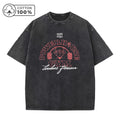 Men's Dumbbell Printed Washed T-Shirt Casual Pure Cotton Street Style Short Sleeve Summer Loose Breathable Sports Top