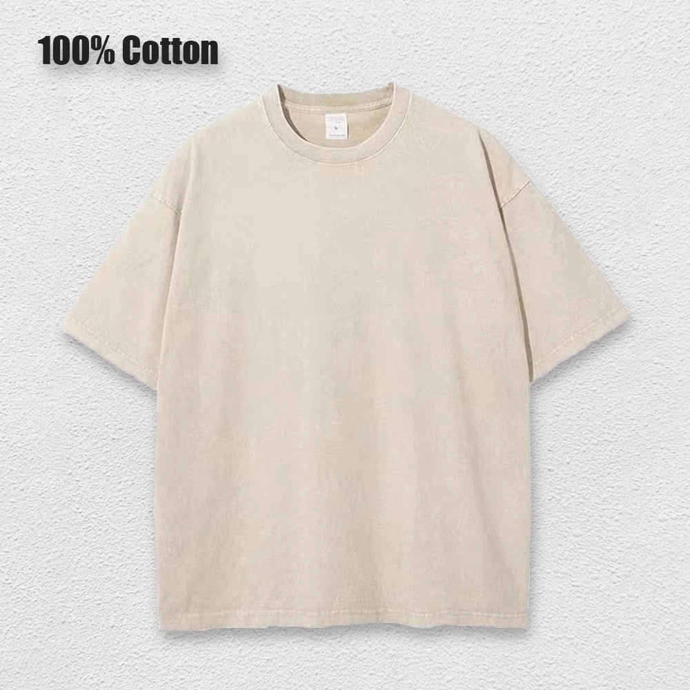 2025 Washed Vintage T-Shirts Street Hip Hop Retro Punk T Shirt women Harajuku Casual Cotton Short Sleeve Acid Wash TShirts top