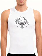 Men's Quick Drying Printed Tank Top Stretchy Breathable Base Layer Sleeveless Vest Perfect For Summer Fitness Gym Workouts