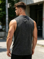 Men's Retro Pure Cotton Washed Vest With Angel Fall Print Summer Casual Sleeveless T-Shirt Daily Commute Outdoor Fitness Top
