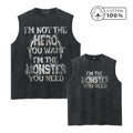 Men's Retro Pure Cotton Washed Vest With Personalized Text Print Summer Casual Sleeveless T-Shirt Daily Commute Outdoor Fitness
