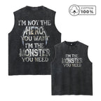 Men's Retro Pure Cotton Washed Vest With Personalized Text Print Summer Casual Sleeveless T-Shirt Daily Commute Outdoor Fitness