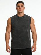 Summer Casual Printed Washed Vest For Men Pure Cotton Sleeveless Vest Fitness And Cycling Fashion Top Multiple Colors Available