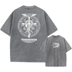 Anime Fullmetal Alchemist Acid Tshirt Men Printed Retro Harajuku Style Fashion Streetwear Performance Short Sleeve Top Unisex