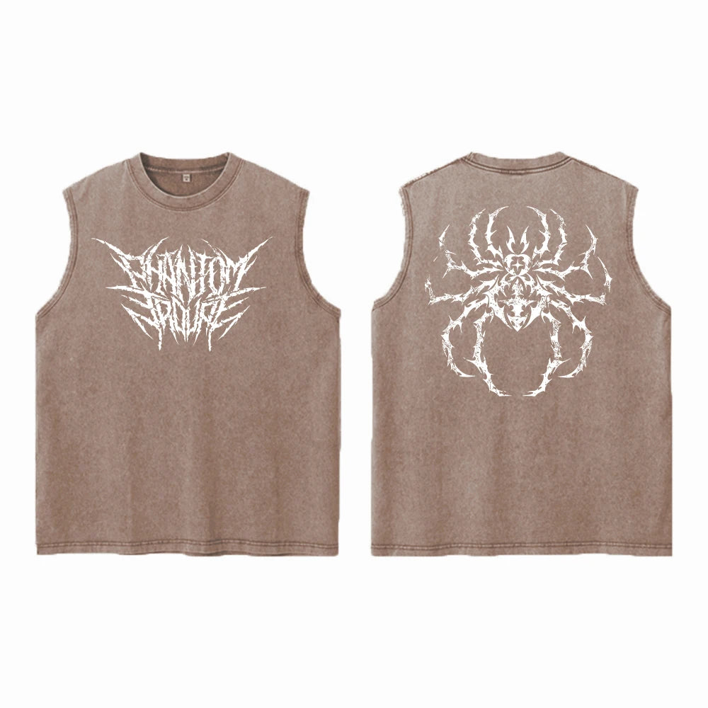 Anime Hunter X Hunter Acid Vest Retro Vintage Printed Washed Graphic Vest Men Harajuku Y2k Cotton Casual Tshirt Tops Unisex