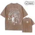 Men's Street Style Washed T-Shirt With Eagle And Ram's Head Print Retro Pure Cotton Short Sleeve Top Casual Daily Commute