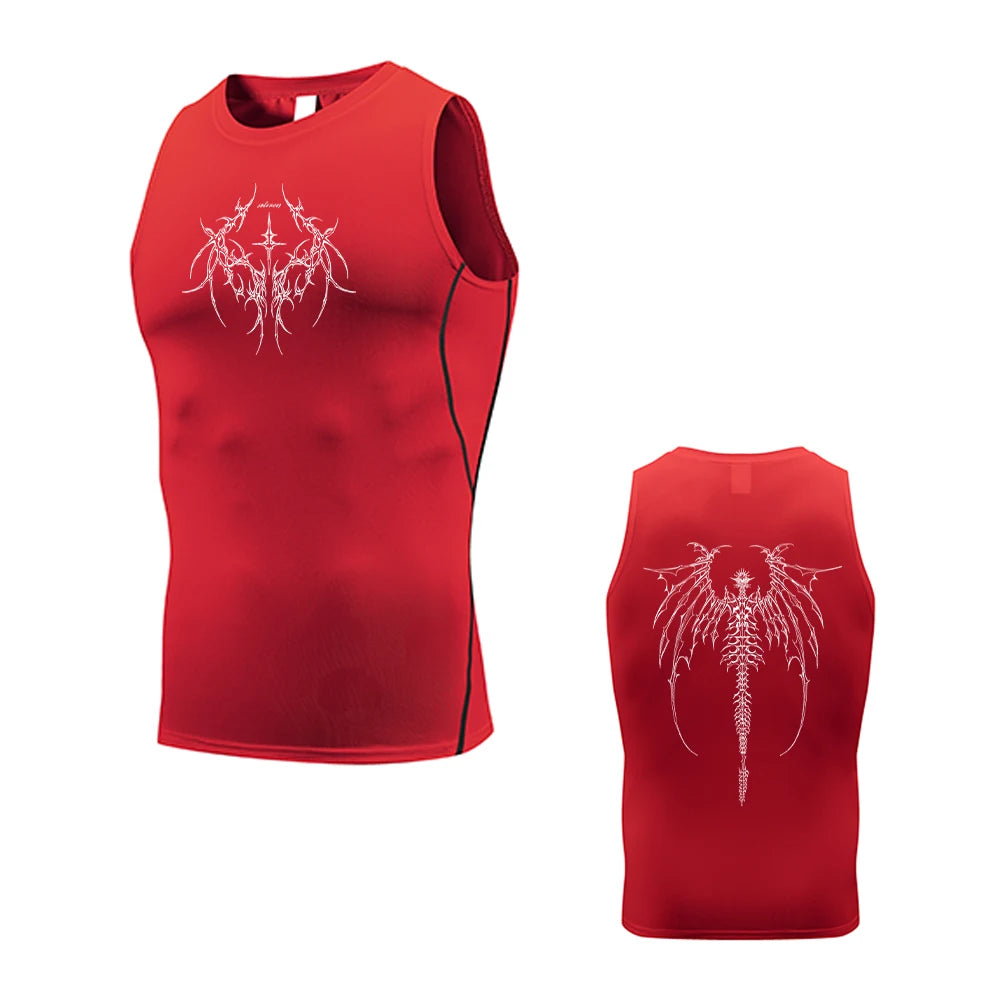 Men's Quick Drying Printed Tank Top Stretchy Breathable Base Layer Sleeveless Vest Perfect For Summer Fitness Gym Workouts