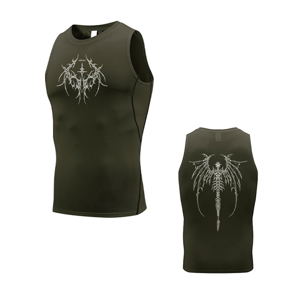 Men's Quick Drying Printed Tank Top Stretchy Breathable Base Layer Sleeveless Vest Perfect For Summer Fitness Gym Workouts