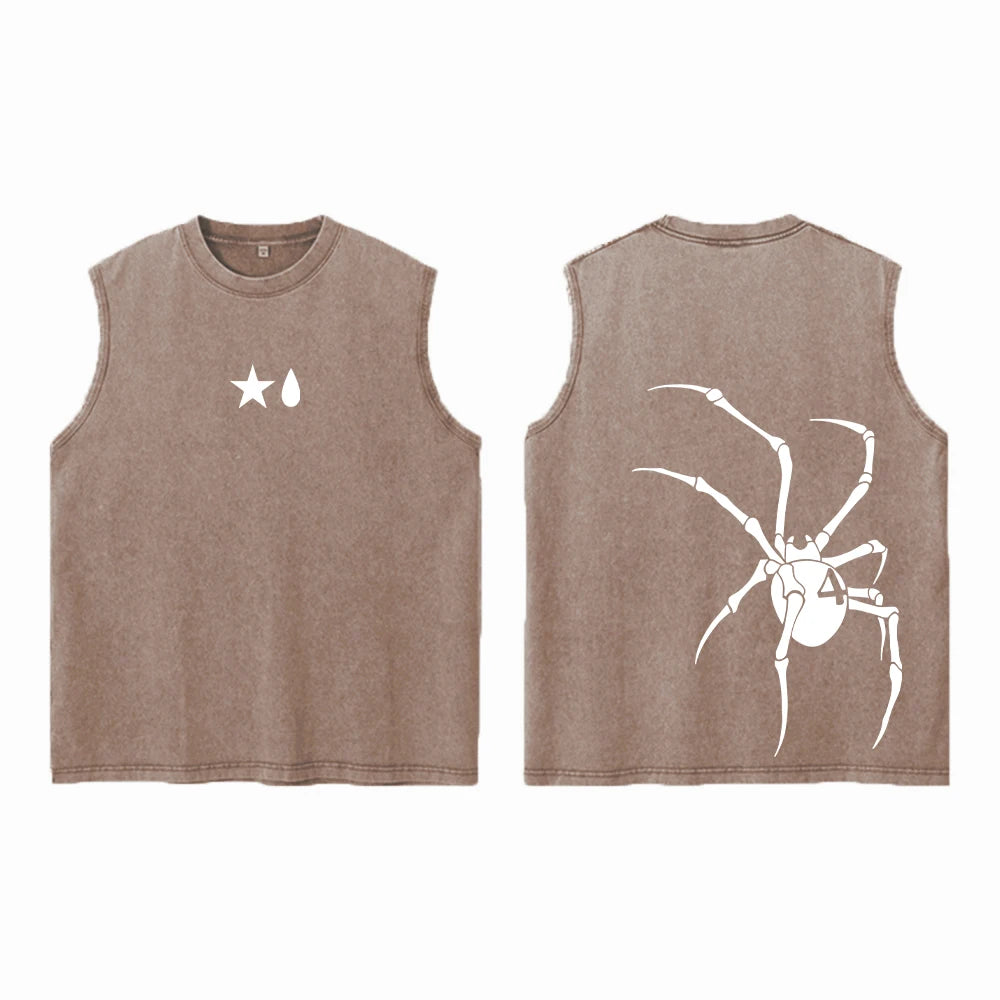 Anime Hunter X Hunter Acid Vest Retro Vintage Printed Washed Graphic Vest Men Harajuku Y2k Cotton Casual Tshirt Tops Unisex