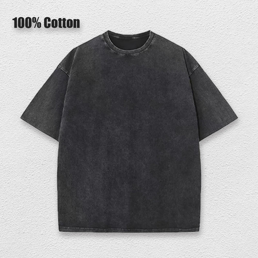 2025 Washed Vintage T-Shirts Street Hip Hop Retro Punk T Shirt women Harajuku Casual Cotton Short Sleeve Acid Wash TShirts top