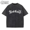 Men's Fashionable Washed T-Shirt With Unique Thorn Text Print Loose Casual Pure Cotton Short Sleeved Street Style Commuter Top