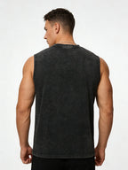 Summer Casual Printed Washed Vest For Men Pure Cotton Sleeveless Vest Fitness And Cycling Fashion Top Multiple Colors Available