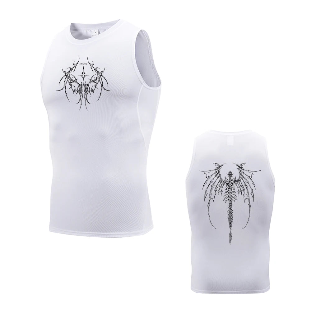 Men's Quick Drying Printed Tank Top Stretchy Breathable Base Layer Sleeveless Vest Perfect For Summer Fitness Gym Workouts