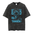 Men Oversized Printed Tshirts Bocchi Club Music Band Anime Bocchi The Rock Cotton Tops Creative Crew Neck Tees Washed TShirt