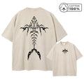 Men's  Fashion Washed T-Shirt With Unique Fishbone Print Loose Fit Casual Pure Cotton Short Sleeve Street Style Commuter Top