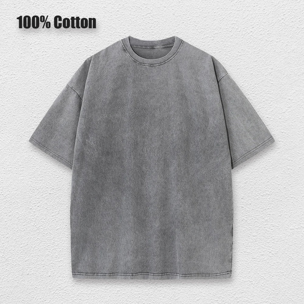 2025 Washed Vintage T-Shirts Street Hip Hop Retro Punk T Shirt women Harajuku Casual Cotton Short Sleeve Acid Wash TShirts top